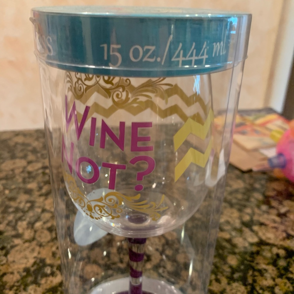 Single hand painted brand new wine glass